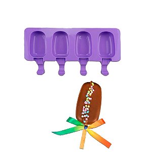 Forma de Picolé de Silicone 4 Cavidades