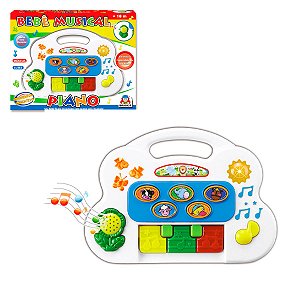 Piano Teclado Educativo Musical Animal Rosa Braskit 6408