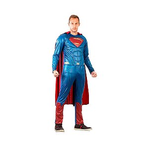 Fantasia Adulto Super Homem Liga da Justiça Delux Plus