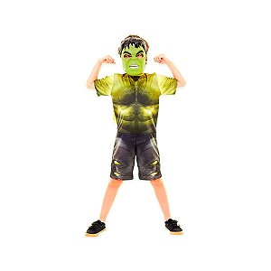 Fantasia Heróis Infantil Vingadores Hulk Curta Com Máscara