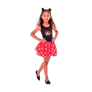 Fantasia infantil Feminina Vestido Minnie Mouse Global