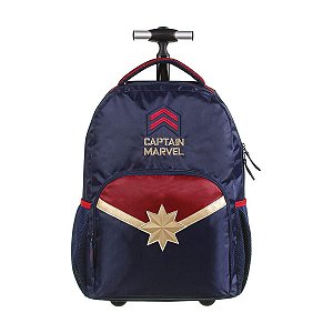 Mochila De Rodinhas Capitã Marvel Grande Material Escolar