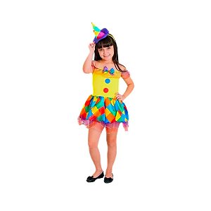 Fantasia Infantil Feminina Carnaval Palhacinha Amarelo Sula