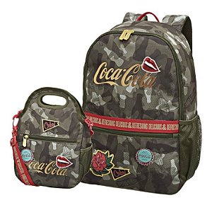 Kit Mochila Camuflada Coca-Cola e Bolsa Térmica Pacific