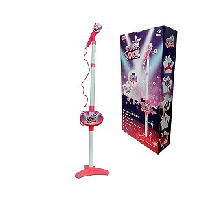 Brinquedo Microfone Star Voice Rosa Com Som Regulável