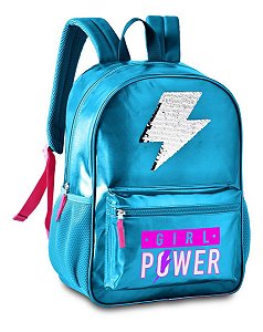 Mochila Escolar Girl Power Azul Paete Notebook