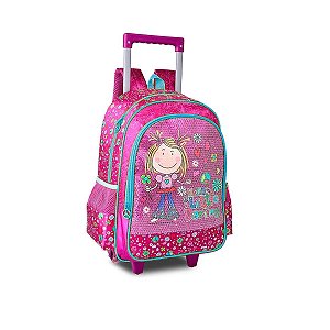 Mochila Infantil Escolar Menina Paetê Carrinho Rosa Clio