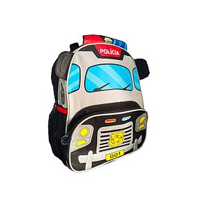 Mochila Costas Infantil Escolar Carro Polícia Clio Kids