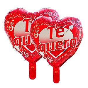 10un Balão Te quero Coração Metalizado Vermelho Decorativo