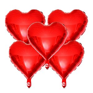 25Un Balões Metálicos Coração 25cm Vermelho