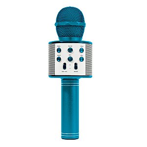 Brinquedo Microfone Star Voice Karaokê Via Bluetooth Azul