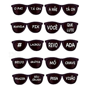 Óculos new wave com frases Preto 5Un