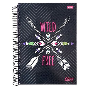 Caderno Wild Free Preto 15 Matérias 240 Folhas - Foroni