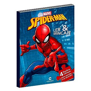 Livro para Ler e Brincar com 4 Quebra Cabeça Homem Aranha