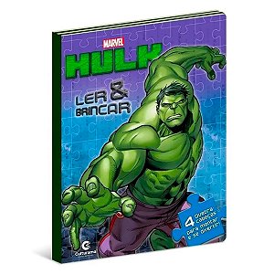 Livro para Ler e Brincar com 4 Quebra Cabeça Hulk