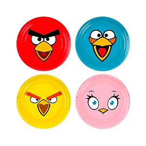 Prato Redondo Descartável Angry Birds 18cm C/ 8 Un