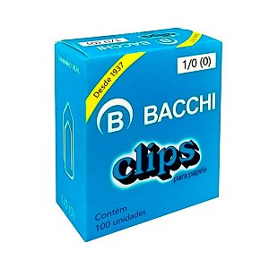 Clips para Papéis de aço Pequeno 1/0 100Un - Bacchi