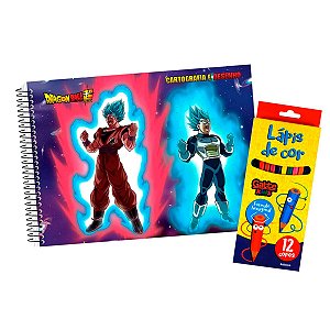 Kit Colorir Caderno desenho Dragon Ball e Lápis 12Un