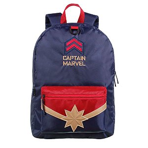 Mochila Escolar Costas Capitã Marvel Azul - DMW