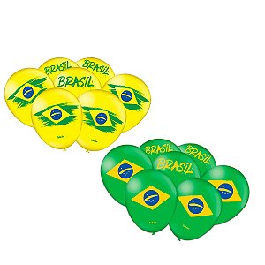 Kit Bola Decorativa Brasil Amarelo e Verde 50 Unidades