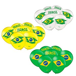 Kit Balões Decorativos Brasil Amarelo e Verde 75 Unidades