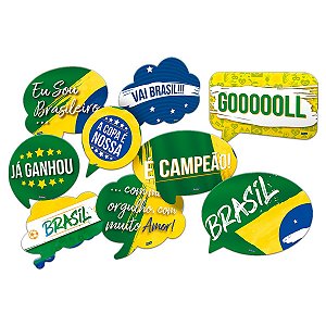 Kit Placas Decorativas Brasil Copa do Mundo 2022 9 Unidades