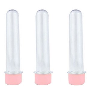 Tubete Lembrancinha Rosa Acrílica 13cm 10Un