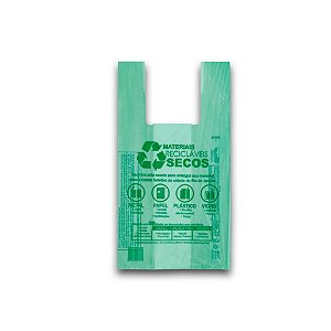 Sacolas Plásticas Bio degradáveis Verde 1000un - 38cmx50cm