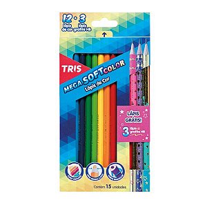 Lápis de cor 15un - Mega Soft Color - TRIS
