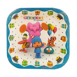 Prato Quadrado Festa Pocoyo 18cm C/ 8Un Junco