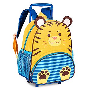 Mochila Escolar de Rodinha Tigre Amarelo Infantil Clio