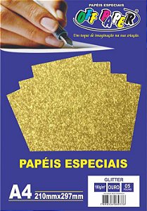 Papéis Especiais Glitters A4 210x297mm Ouro 5F