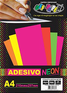 Papéis Adesivo Neon A4 210x297mm Pink 20F 100g