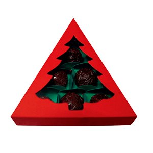 Caixa Arvore Natal - Chocolate Bombom - Liso Vermelho 1Un