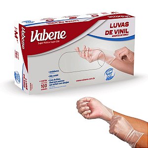 Luva Vabene Transparente Tamanho G 100Un 9'' Descartável
