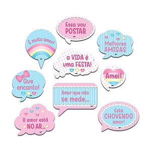 9Un Placas Decorativa Chuva de Amor Festa Festcolor
