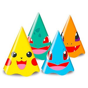 Chapeu p/ Aniversário Pocket Monsters 4Mod 8Un Junco