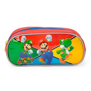 Estojo Escolar Super Mario Bros Vermelho Infantil - Luxcel