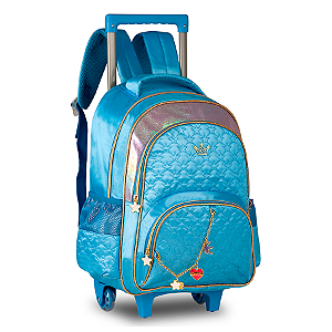 Mochila de Rodinhas Escolar Sweet Queen Azul - Clio