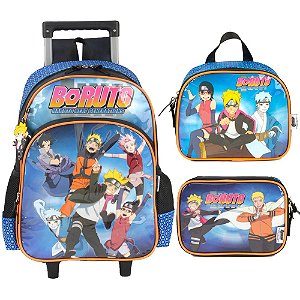 Kit Mochila Rodinhas Estojo e Lancheira Boruto - Luxcel