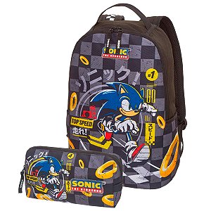 Kit Mochila Costas + Estojo Sonic The Hedgehog Top Speed