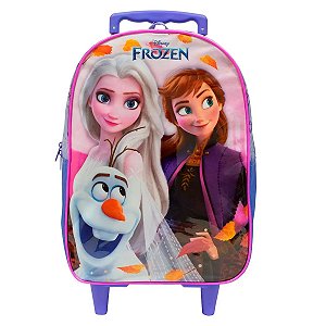 Mochila Rodinhas Infantil Frozen Elsa e Anna Rosa - Xeryus