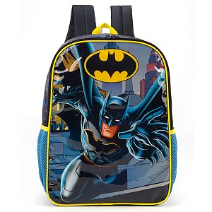 Mochila Escolar Costas Batman Azul e Amarela - Luxcel