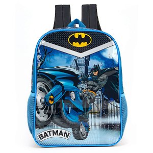 Mochila Escolar Costas Batman Moto Azul - Luxcel
