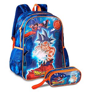 Mochila Costas + Estojo Duplo Dragon Ball Super Azul