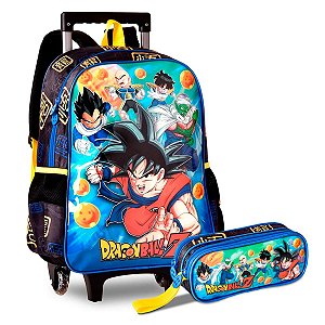 Kit Mochila de Rodinhas e Estojo Duplo Dragon Ball Z - Clio