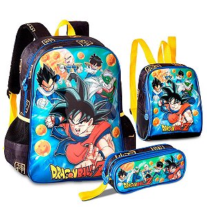 Kit Mochila Costas + Lancheira + Estojo Goku Dragon Ball Z