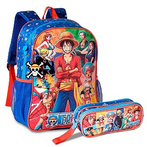 Mochila Escolar Pirata Luffy e CaveiraAnime - Preto