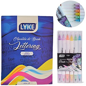 Kit Lettering Apostila e Caneta Dual Brush Pastel - Lyke