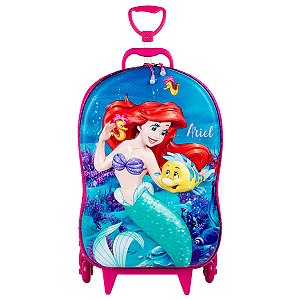 Mochila 3D Infantil Princesa Pequena Sereia Disney